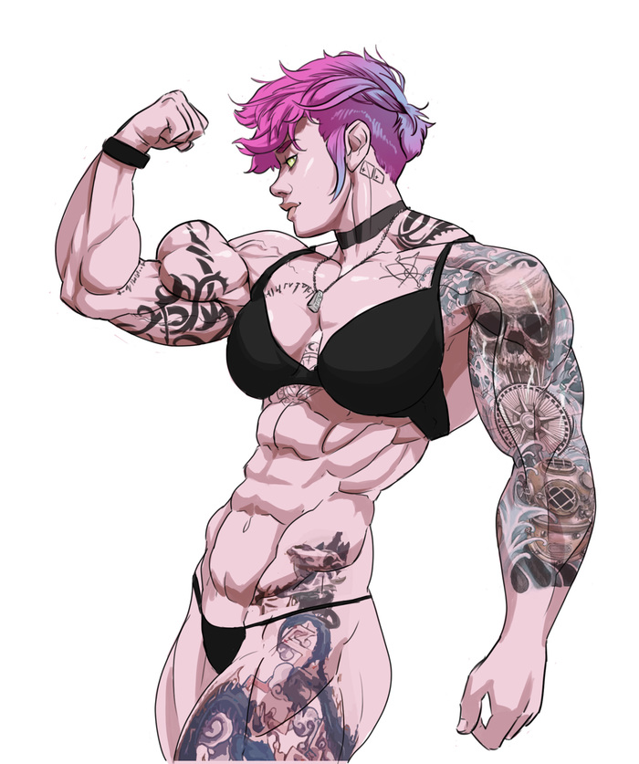 Punk rock - Mivadoman, Strong girl, Art, Punk rock, Punk, Tattoo, Girl with tattoo, Deviantart