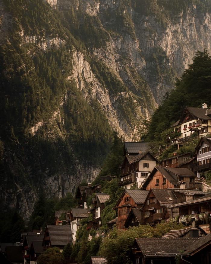 Hallstatt - The photo, Austria, The mountains, Village, Wooden house, Beautiful view, Hallstatt