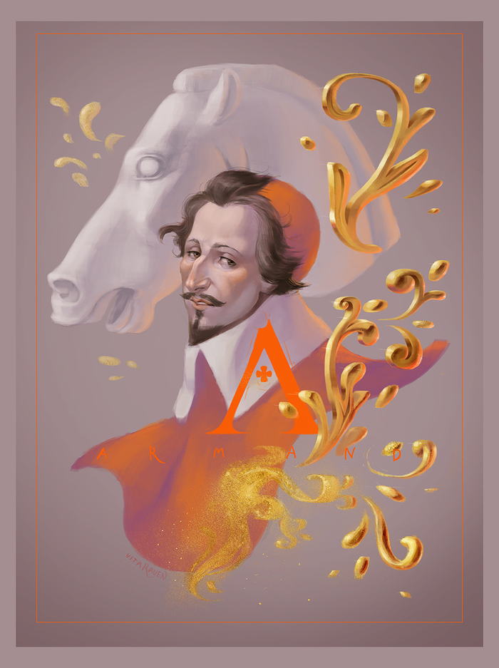 Cardinal Richelieu. Art. - My, Art, Story, Cardinal Richelieu, , Portrait, Longpost, Drawing, Digital drawing, Friday tag is mine