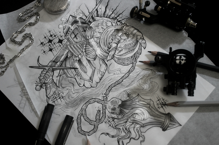 Inquisitor - My, Sketch, Tattoo, Knight, Inquisitor, Art, Blackwork