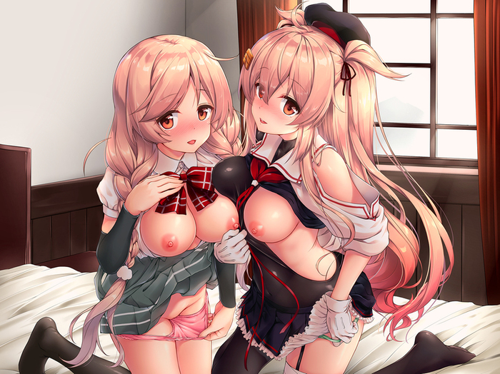 Minegumo and Murasame (Artist: Awayume) - NSFW, Kantai collection, Anime, Anime art, Minegumo, Murasame, Etty