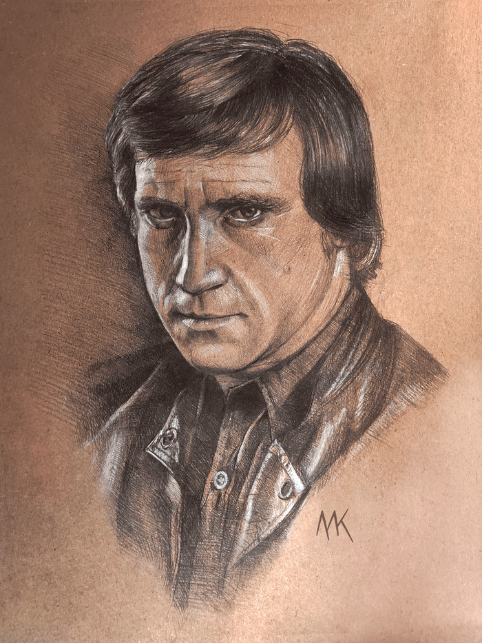 Vysotsky Vladimir Semyonovich - My, Vladimir Vysotsky, Pencil drawing, Portrait, Drawing, Graphics, , Celebrities
