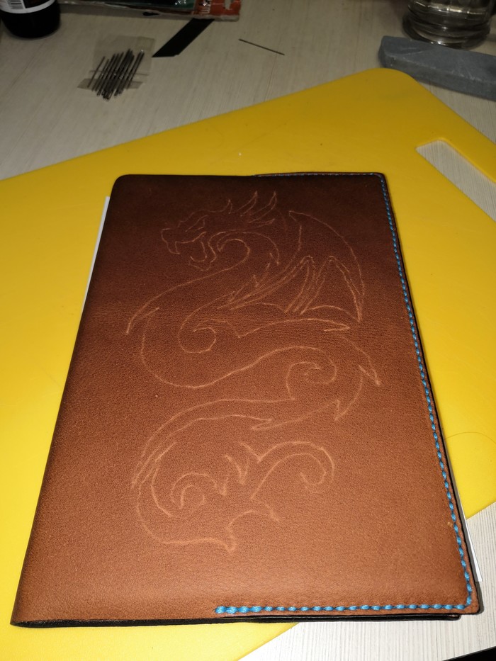 Leather diary cover. - My, Natural leather, Learning to draw, Painting, Hobby, Needlework with process, Handmade, Ufa, New Urengoy, Longpost