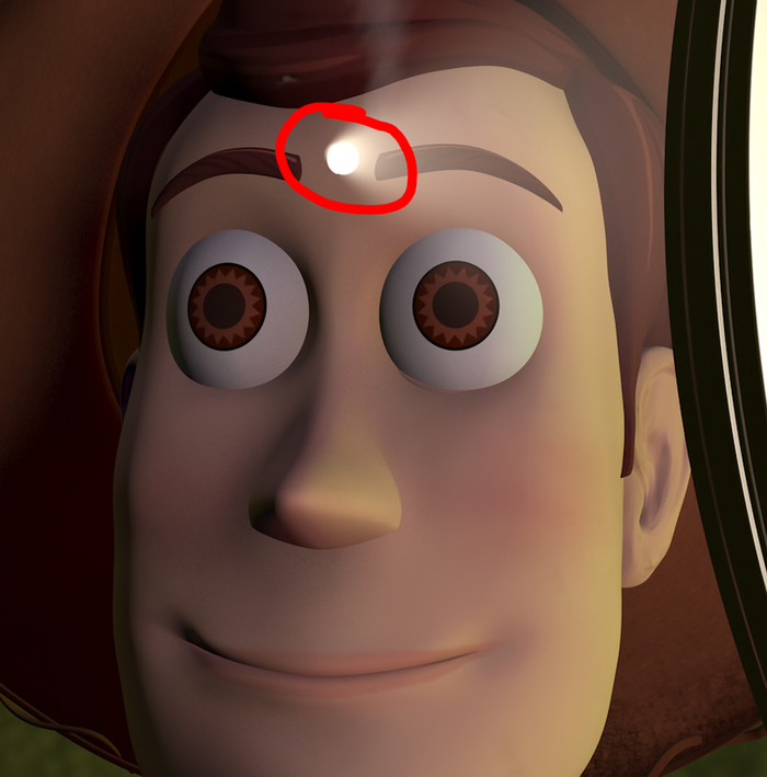 Hole in Woody's forehead - The history of toys, Sheriff Woody