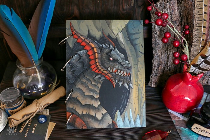 Notebook Antharas from the game Lineage2 - My, Handmade, Notebook, The Dragon, Lineage 2, Longpost, Needlework without process, Fantasy