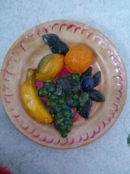 fruit plate - My, Longpost, , Hudozhka, First experience, Plate, With your own hands, Crafts