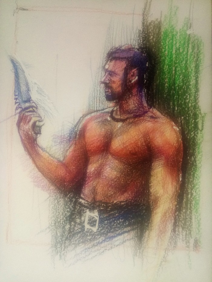 Drawing - My, Drawing, Graphics, Pencil drawing, Mortal kombat, Kano