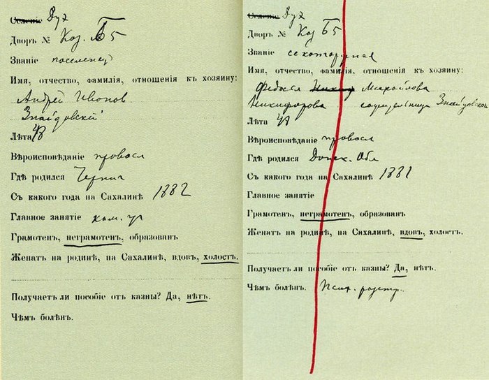 Questionnaires for the census of the population of. - Story, Chekhov, Sakhalin, Penal servitude, Российская империя