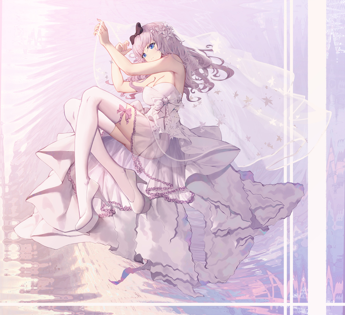 Chika Fujiwara - Anime, Anime art, Kaguya-Sama wa Kokurasetai, Fujiwara chika, Wedding Dress, Stockings, Bride