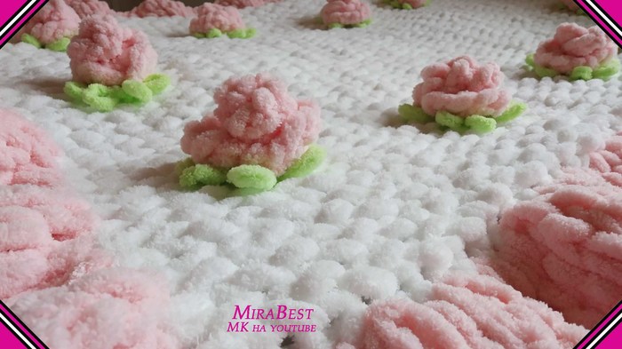 Children's plush blanket from Alize Puffy. - My, , Plaid, Needlework with process, With your own hands, Master Class, Video, Longpost