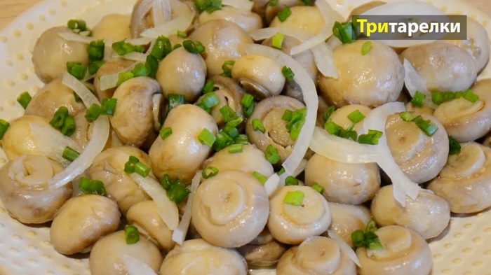 Marinated instant mushrooms - My, , Video recipe, Video, Champignon, Mushrooms, Recipe