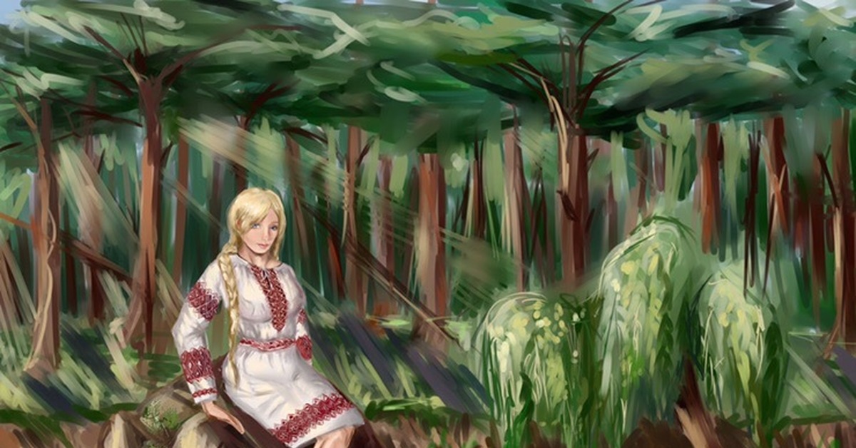Девушка славянка рисунок
