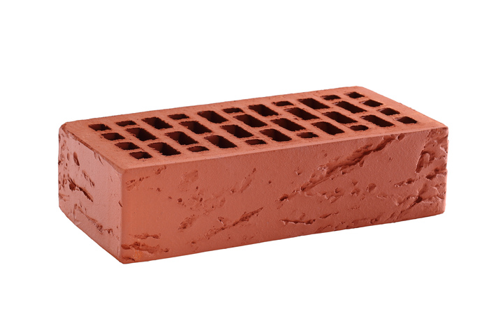 Red brick on a white background - Bricks, Hole, Red, Building, Parallelepiped, Riot