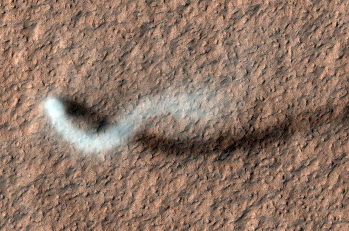 Traces of Martian dust whirlwinds - Space, Footprints, Mars, Vortex, Dust, Mars Express, , Longpost