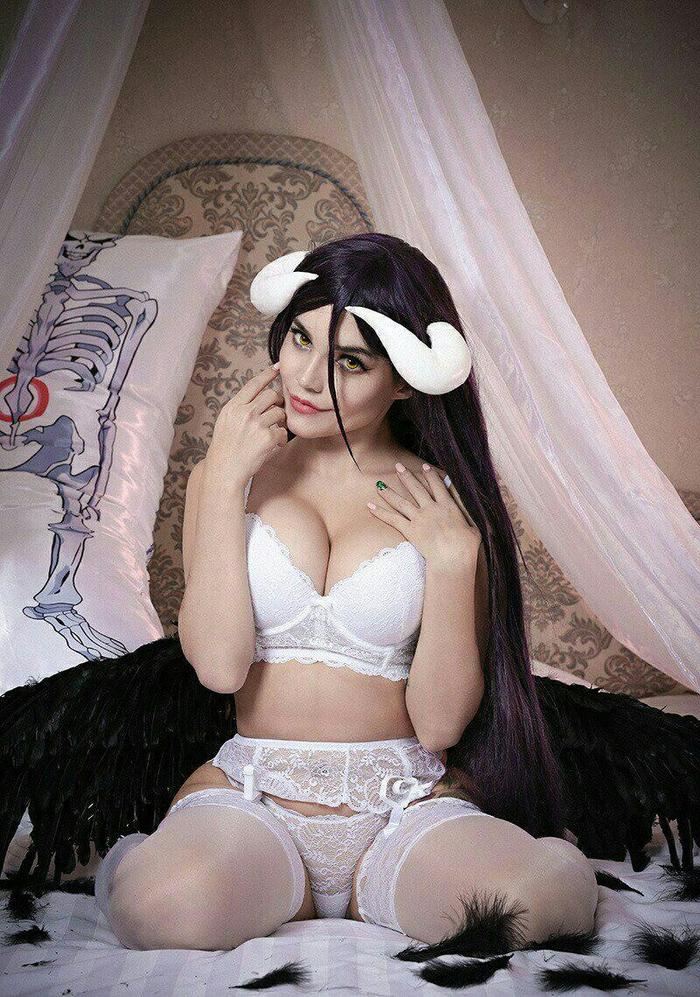 Kristina - NSFW, Christina Fink, , Girls, Stockings, Cosplay, Longpost, Albedo, Overlord