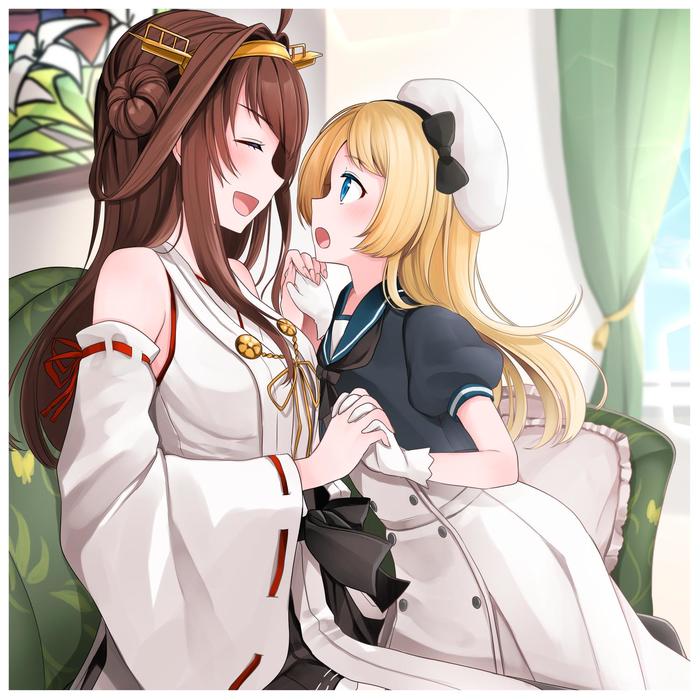 Kongou and Jervis (Artist: Yunamaro21) - Kantai collection, Anime, Anime art, Kongou, Jervis