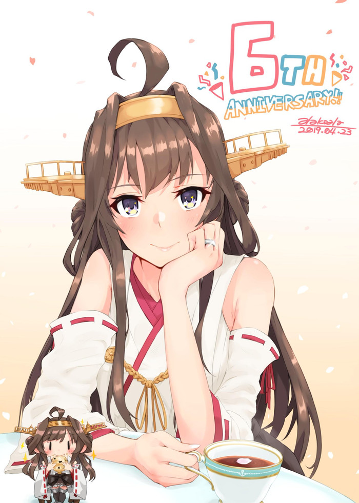 Kongou - Аниме, Anime Art, Kantai Collection, Kongou, Anniversary, Длиннопост, Годовщина