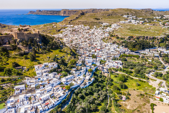 Greece, Lindos - My, The photo, Drone, Quadcopter, Greece, Lindos, Rhodes, Acropolis, Sea