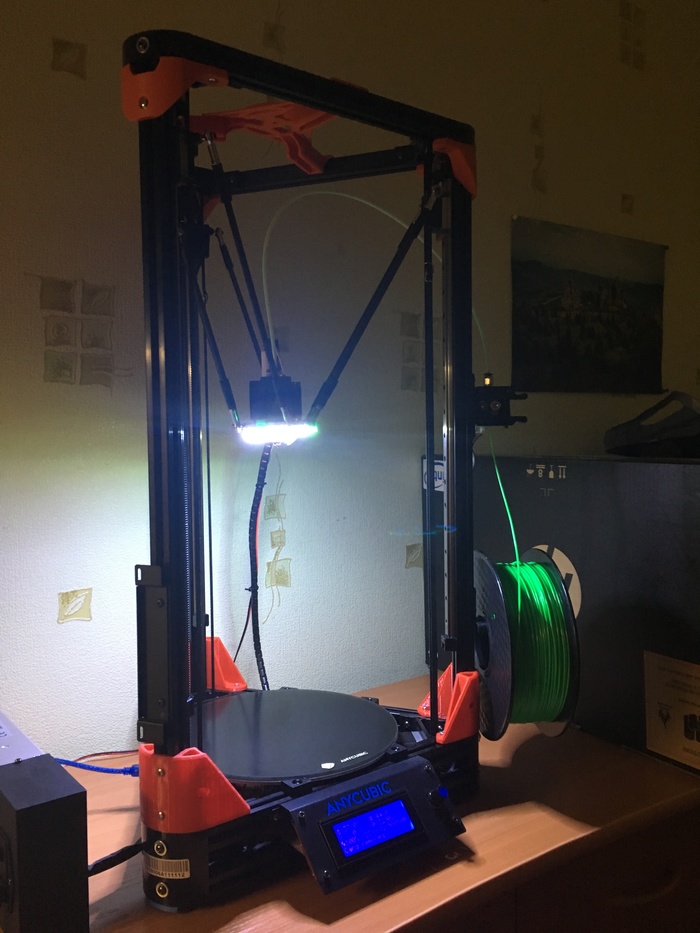 Первый опыт в 3д печати Anycubic Kossel - Моё, Kossel, 3D печать, Длиннопост, Первый опыт, Видео, Гифка