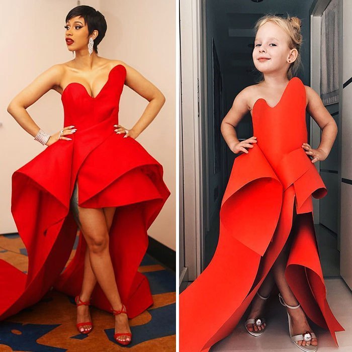 Mom and daughter parody celebrities, making costumes from improvised means. - Parents and children, Costume, PHOTOSESSION, Photo with a celebrity, Longpost