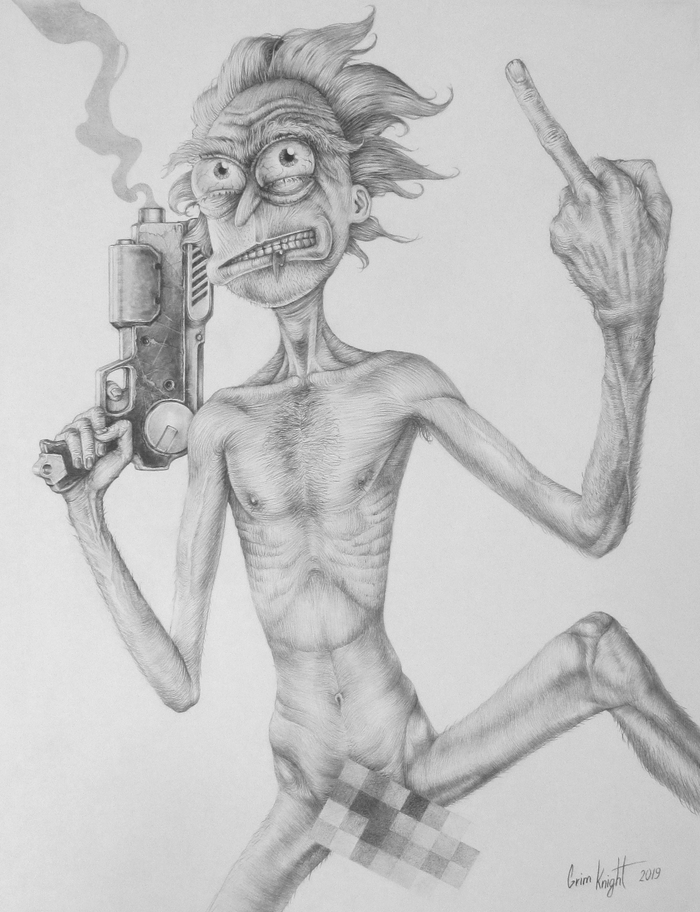 Rick Sanchez by Grim Knight (Traditional Art) - NSFW, Моё, Рик и Морти, Рисунок, Fun-Art, Графика, Фан-Арт, Рисунок карандашом, Drowing