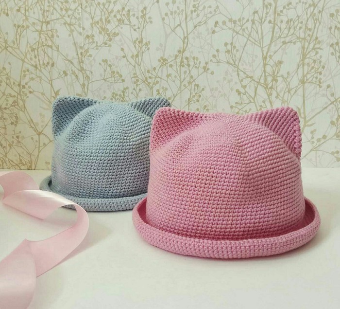 Hats with ears - My, Crochet, Knitting, Needlework, Hat, With your own hands, Needlework without process