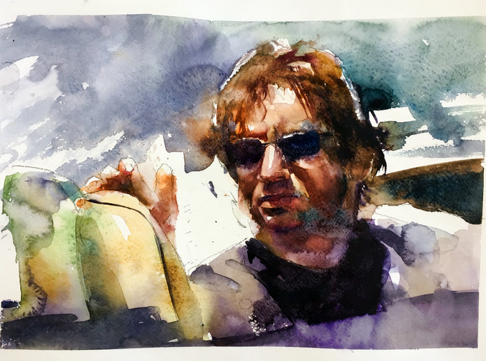 Quick watercolor portrait - My, Watercolor, Portrait, Drawing, Californication