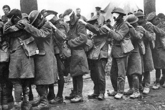 Soldiers defeated by mustard gas. - World War I, Mustard gas, , Poison