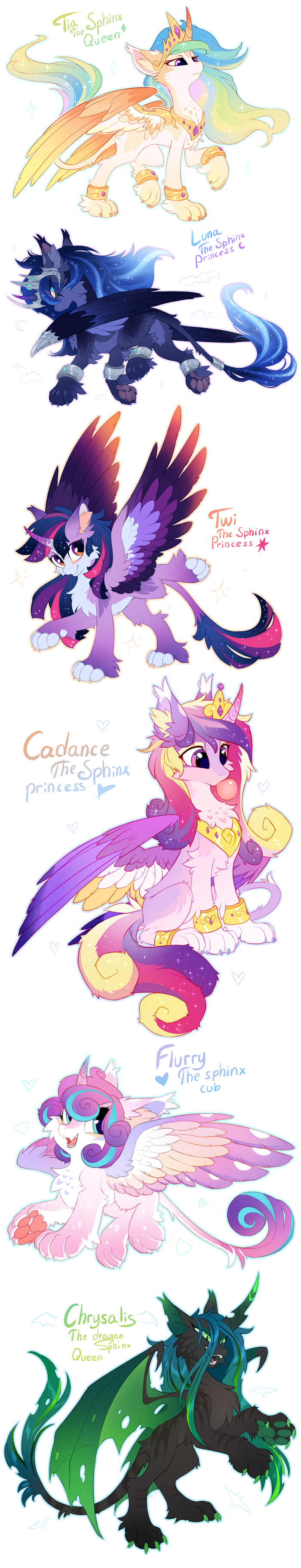 The Sphinx - My little pony, Princess celestia, Princess luna, Princess cadance, Flurry heart, Queen chrysalis, Hioshiru, Longpost