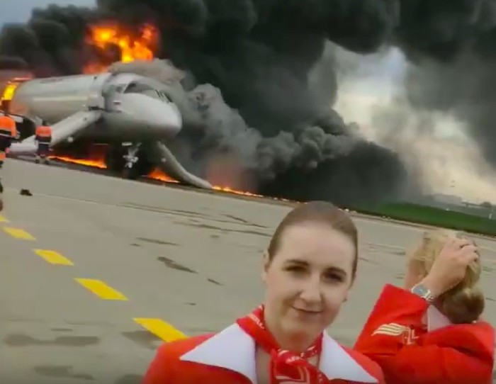 Stewardess after the tragedy at Sheremetyevo - Sheremetyevo, Catastrophe, Moscow, Smile, What's happening?, Interesting, Sukhoi Superjet 100