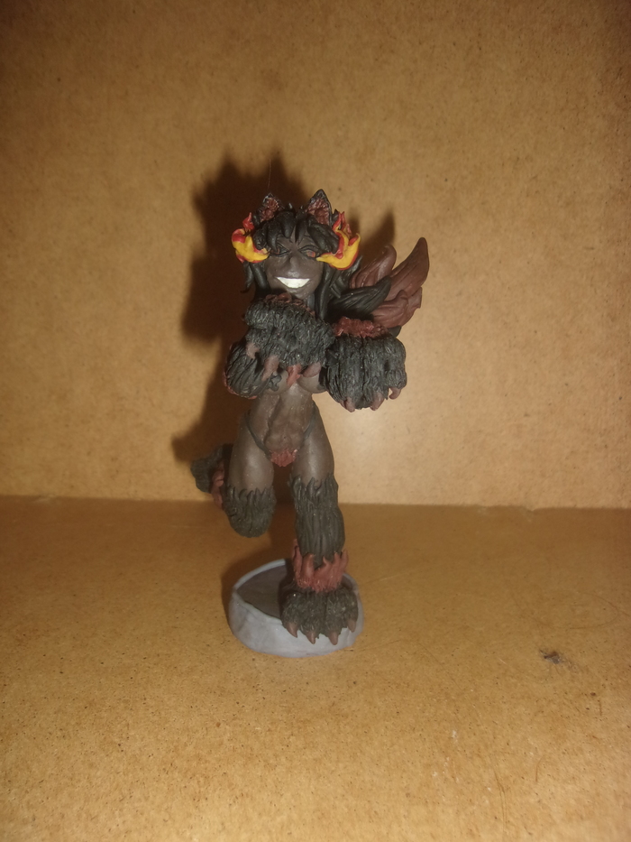 Hellhound monster girl polymer - NSFW, My, Monster girl, Hellhound, With your own hands, Needlework without process, Handmade, Polymer clay, Лепка, Longpost