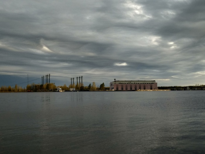 Svir river HPP - Hydroelectric power station, Clouds, Svir River