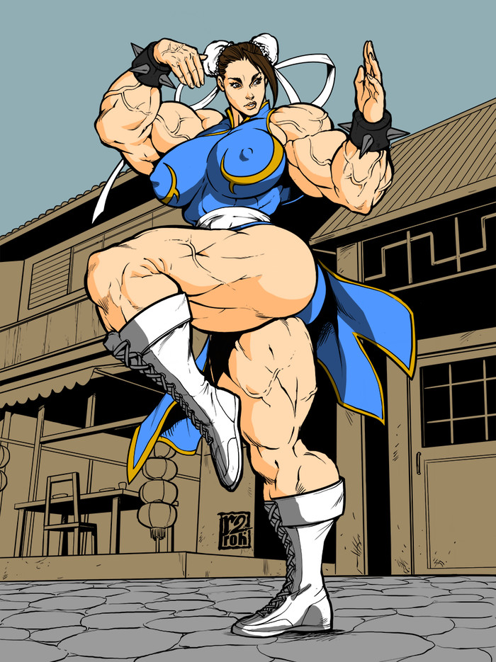 Chun-Li - R2roh, Strong girl, Sleep-Sleep, Extreme muscles, Chun-Li, Street fighter, Art, Longpost