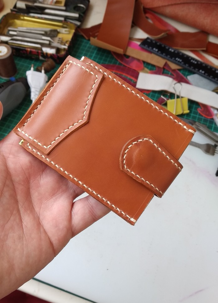 New job. - My, Handmade, Leather craft, Money clip, Longpost