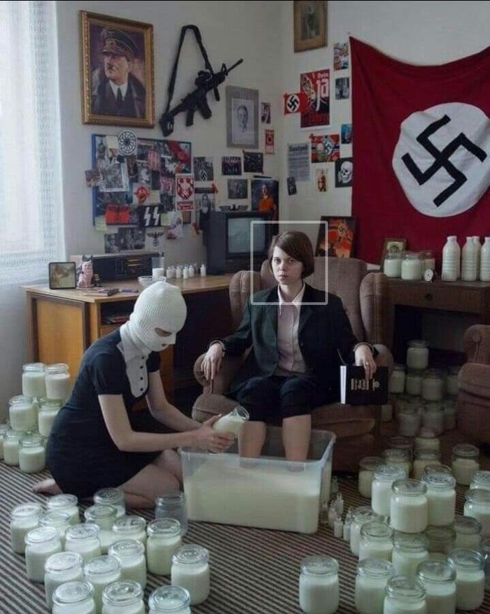 What's going on here - What's happening?, What's this?, Adolf Gitler, Milk, Swastika