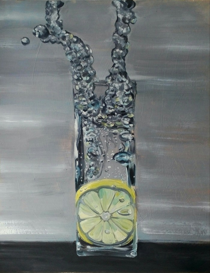 Caipiroska - My, Cocktail, Lime, Oil painting, Klimov, Painting, Butter, Lemon