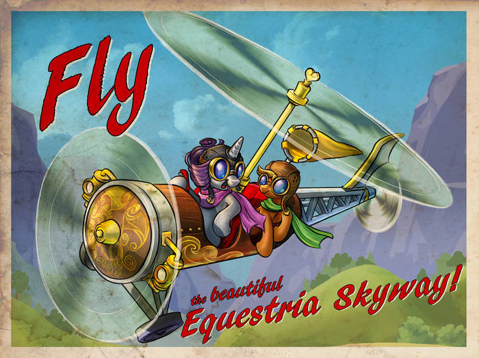 Equestria Skyway - My little pony, Rarity, Applejack, Gyroplane, Images, Harwicks-Art