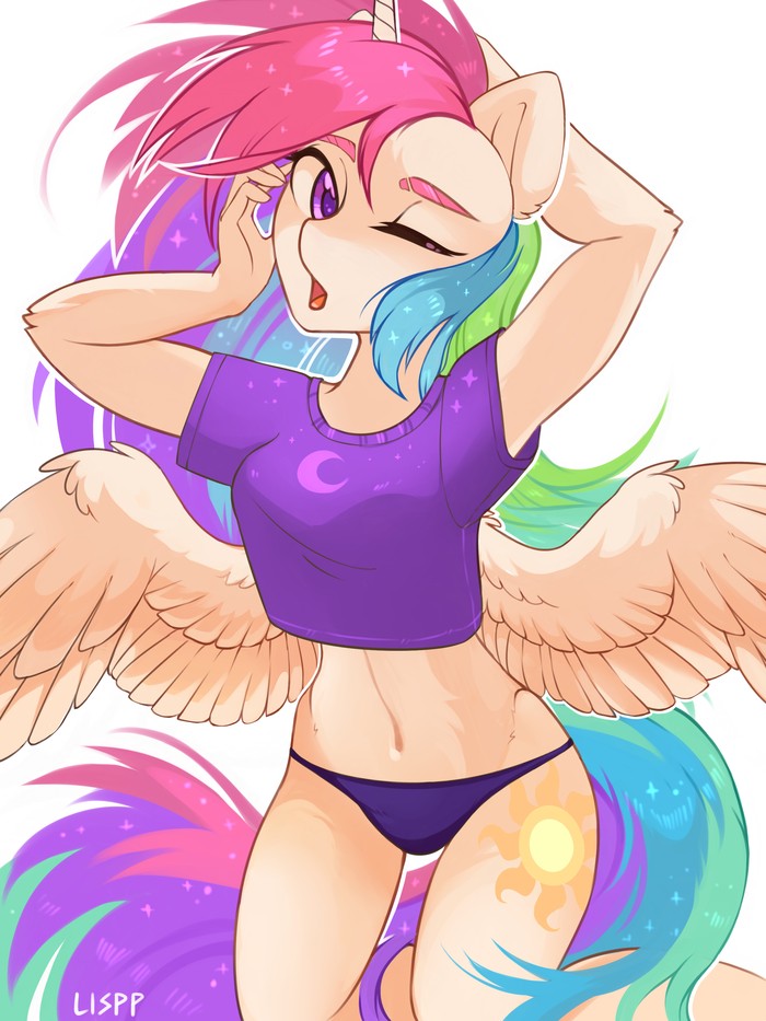 Good Morning - NSFW, My Little Pony, Princess Celestia, Антро, MLP Suggestive, Lispp, Share Dast, Длиннопост