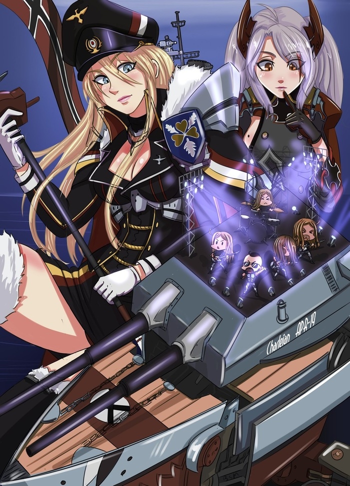 Bismarck & Prinz Eugen - Azur lane, Bismarck, Prinz Eugen, Sabaton, Anime art, Anime, Art