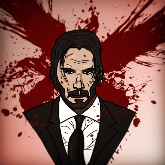 John Wick. Уставший - Моё, Джон Уик, Рисунок, Photoshop, Длиннопост, Киану Ривз