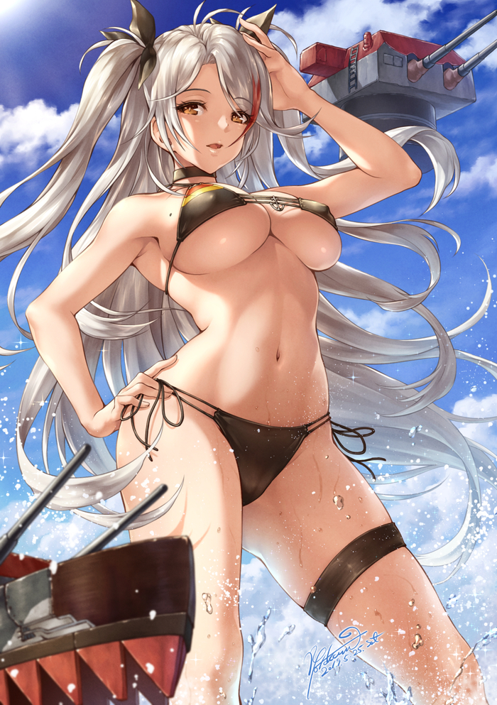 Prinz Eugen - NSFW, Azur lane, Prinz Eugen, Swimsuit, Summer, Sugoi dekai, Anime art, Anime, Art