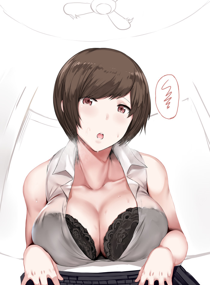 Office lady - NSFW, Anime Original, Original Character, Anime Art, Sugoi Dekai, Аниме, Офис, Грудь, Нижнее белье