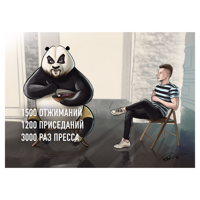 A little about the interview with Yuri Dudya and his sports guest!)))) - My, Kung Fu Panda, Daviditch, Smotra, Smotaru, Vdud, Caricature, Humor