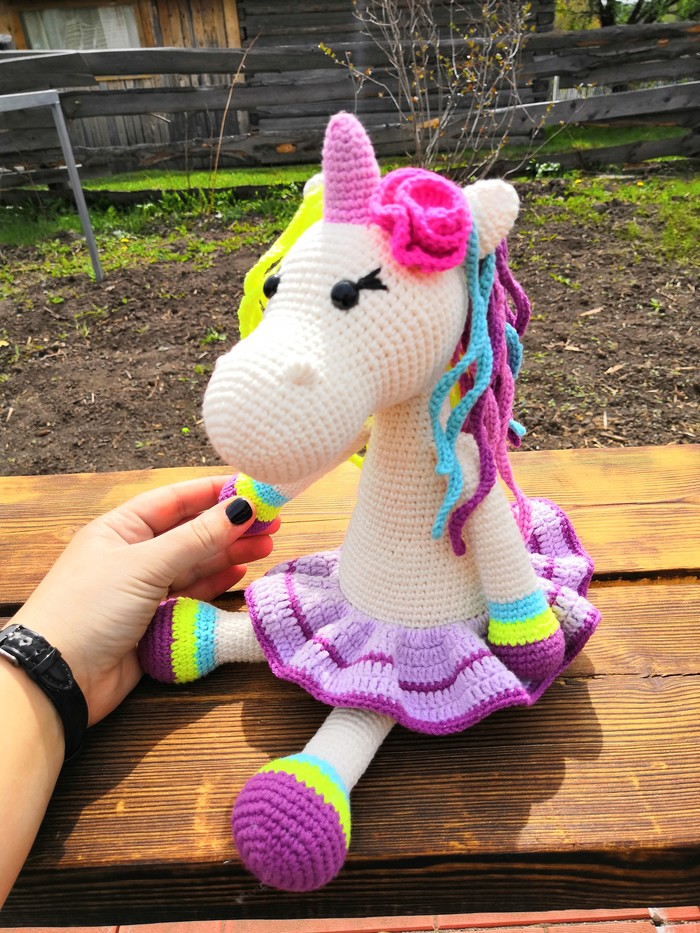 Unicorn crochet - My, Needlework, Knitted toys, Knitting, Toys, I knit, Longpost