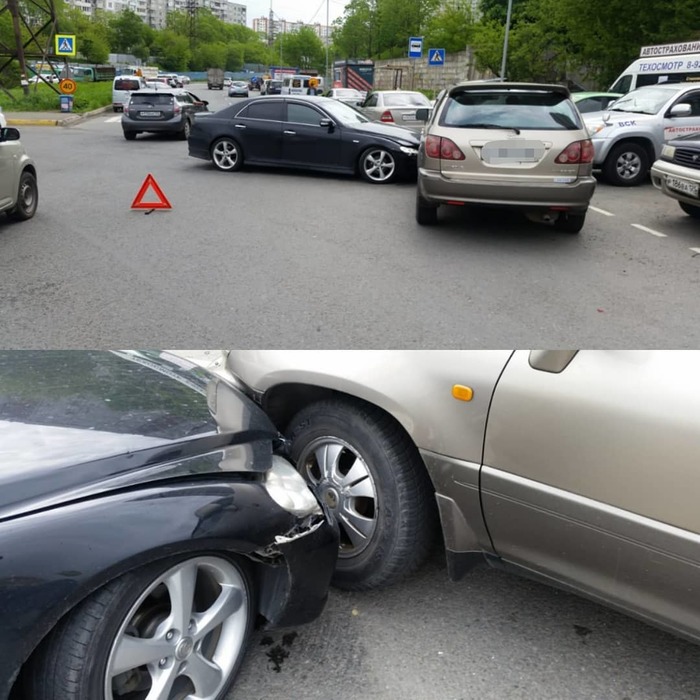 Accident in Vladivostok involving Toyota Mark X - My, Vladivostok, Road accident, Crash, Video, Drift, Toyota, Right hand drive cars, Drifter