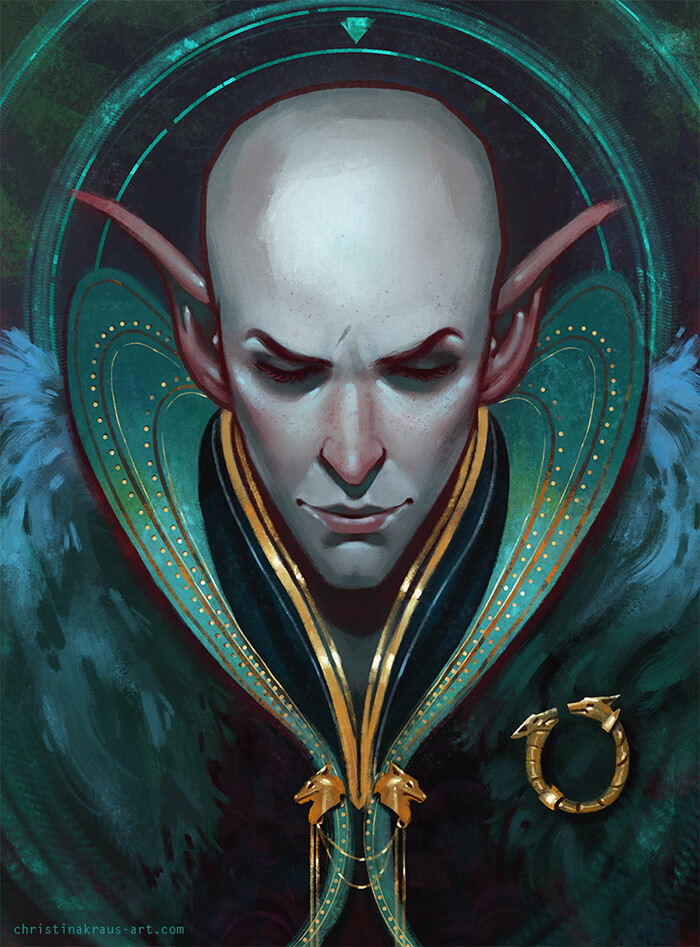 Art by Christina Kraus - Dragon age inquisition, Solas, Art, Games