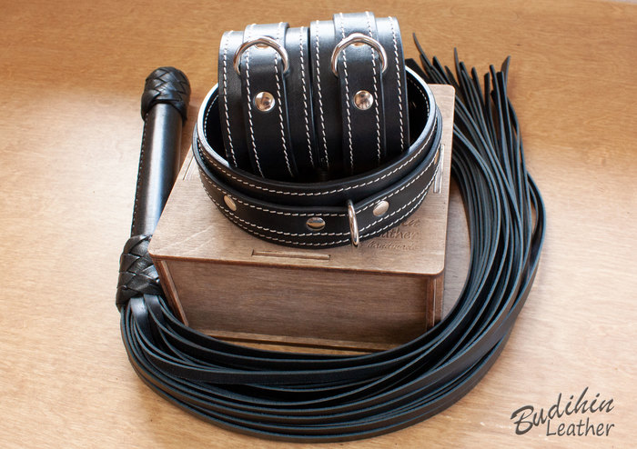 Some photos - My, BDSM, Handmade, With your own hands, Leather, Collar, Bracers, Flogger, Longpost