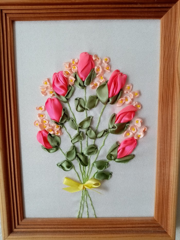 Hobby - My, Unusual bouquets, Embroidery with ribbons