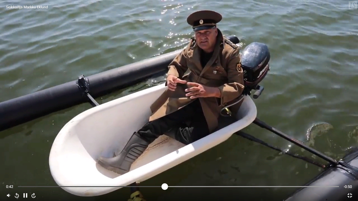 Финн пересёк Финский залив в чугунной ванне с мотором