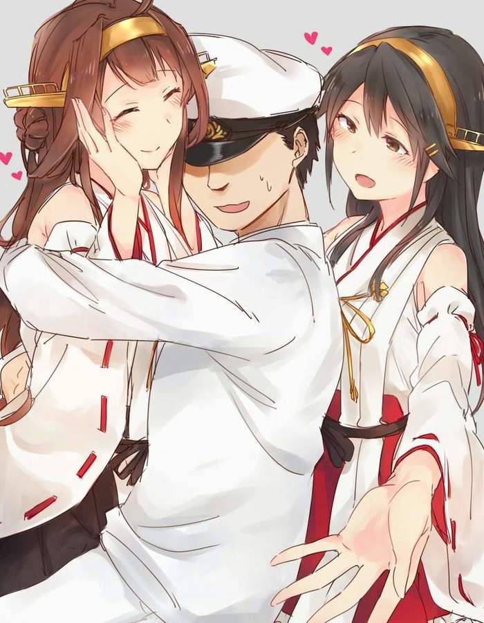 Admiral, Kongou and Haruna - Kantai collection, Anime, Anime art, Admiral, Kongou, Haruna